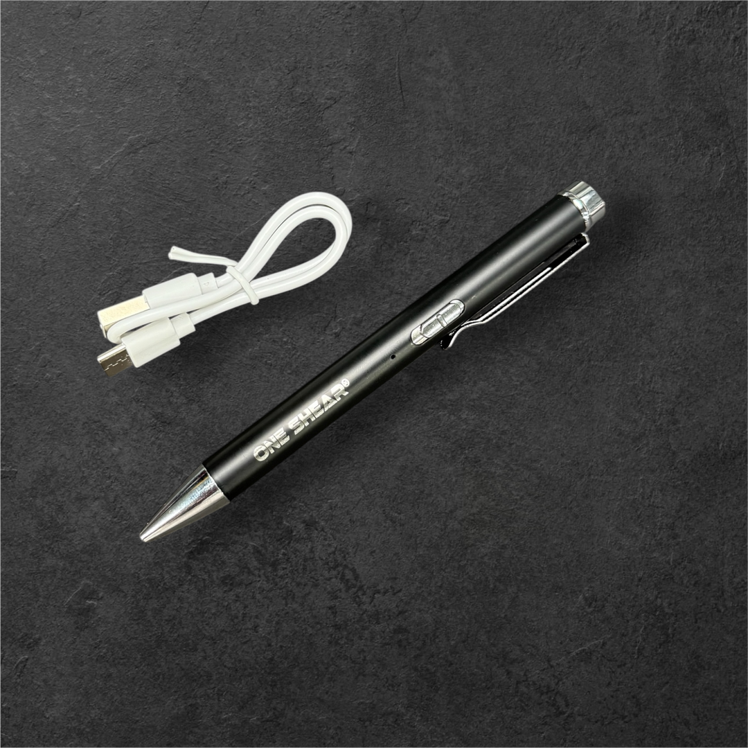 ONE SHEAR® PERRLA Diagnostic Penlight – USB-C Rechargeable Medical Flashlight & Ballpoint Pen with Pupil Gauge