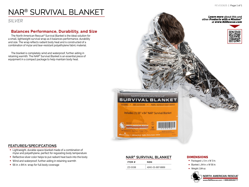 ONE SHEAR® Ultra-Lightweight Survival Blanket – Durable Mylar & Polyethylene Emergency Heat Wrap