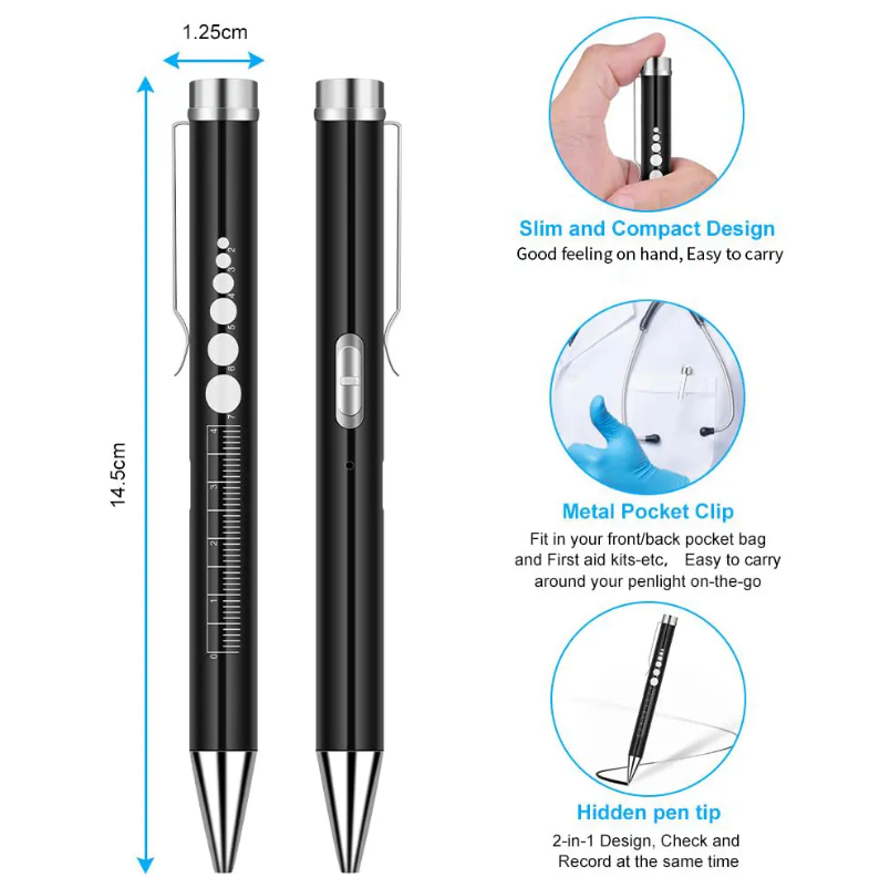 ONE SHEAR® PERRLA Diagnostic Penlight – USB-C Rechargeable Medical Flashlight & Ballpoint Pen with Pupil Gauge